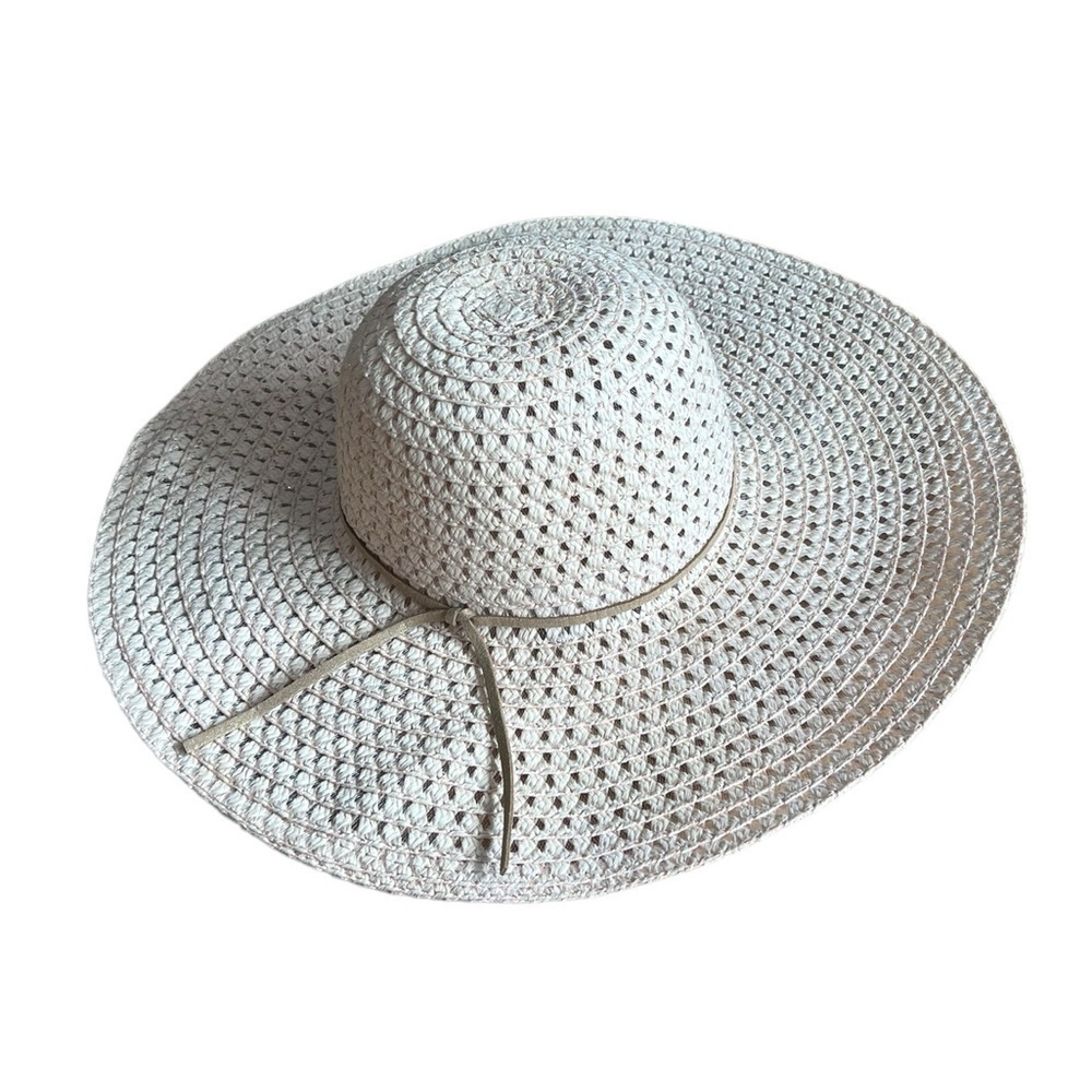 Pink Straw Hat Gold Band One Size